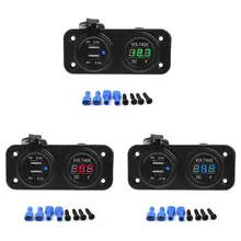 1 предмет 2-в-1 Водонепроницаемый DC 12V Dual USB Автомобильное зарядное устройство Порты и разъёмы Мощность гнездо+ светодиодный цифровой Дисплей вольтметр Панель магнитный держатель с креплением на зарядное устройство для мотоцикла Adaper