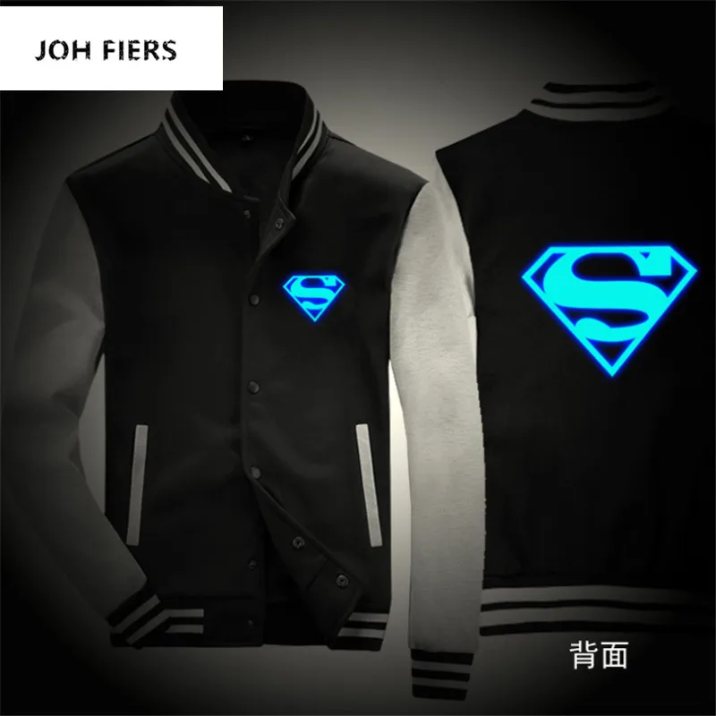 

Noctilucent BLEACH Night Lights Men's Black Jacket Spring Autumn Baseball Uniform Fashion Luminous Outerwear