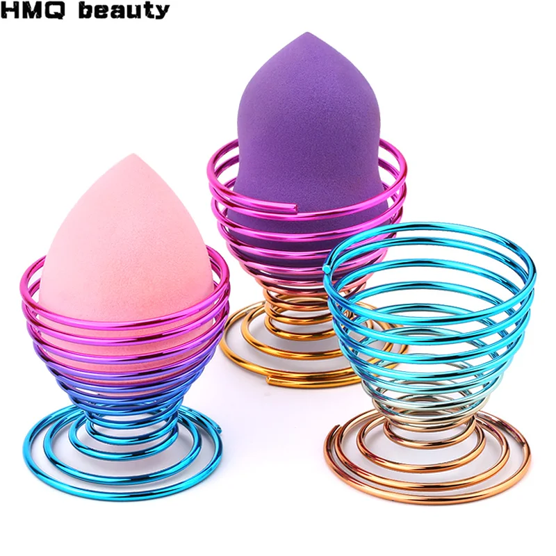 

1 Pcs Makeup Sponge Puff Storage Bracket Brilliant Rainbow Metal Egg Makeup Tool Gourd Drop Puff Bracket