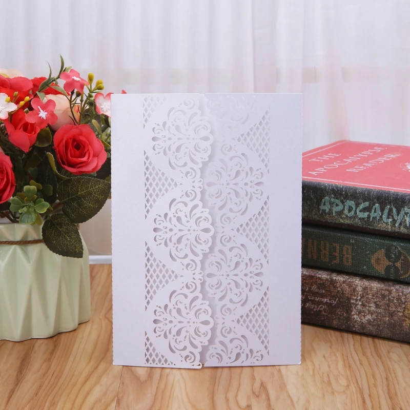  10Pcs Wedding Invitation Cards Kits With Envelopes Seals Personalized Printing D08D - 4000357781922