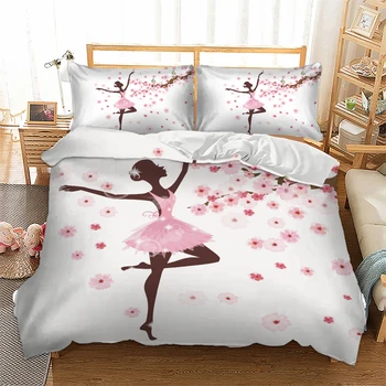 

Girl Dancing printed Bedding Set white Duvet Cover set with Pillowcases Single Queen King sizes bed linens set new 3pcs