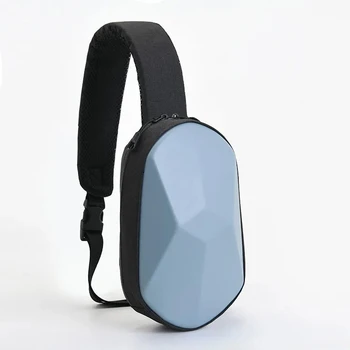 

Blue Streetwear Fashion 3.0 USB Charging Crossbody Bags Male Waterproof Short Trip Chest Bag Pack for Men
