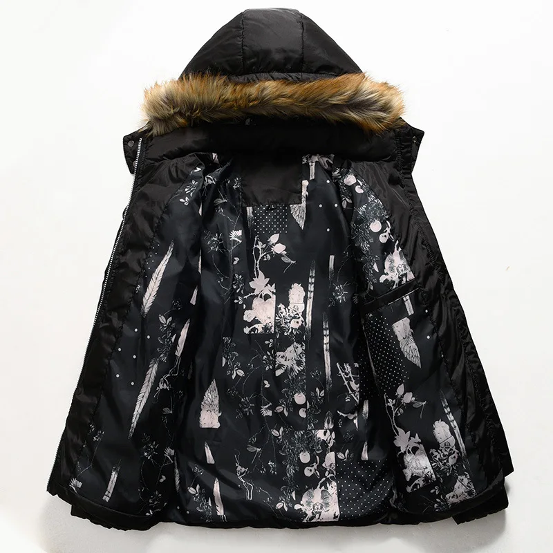 Promo 2019 Winter Padded Coat Men Slim Jackets Thick Parka Fur Collar Hooded Men's Coats Casual Outerwear Brand Clothing size M-5XL