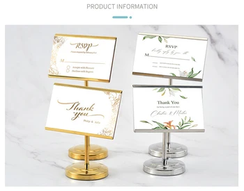 1pcs Business Card Holder Golden/Silver Metal Photo Clip Place Card Holder Stand Romantic Wedding Banquet Party Table Decoration 14