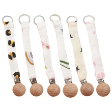 Anneau de dentition en tissu de coton doux, Clip de sucette en chaîne pour bébé, porte sucette en bois, Clip factice DIY