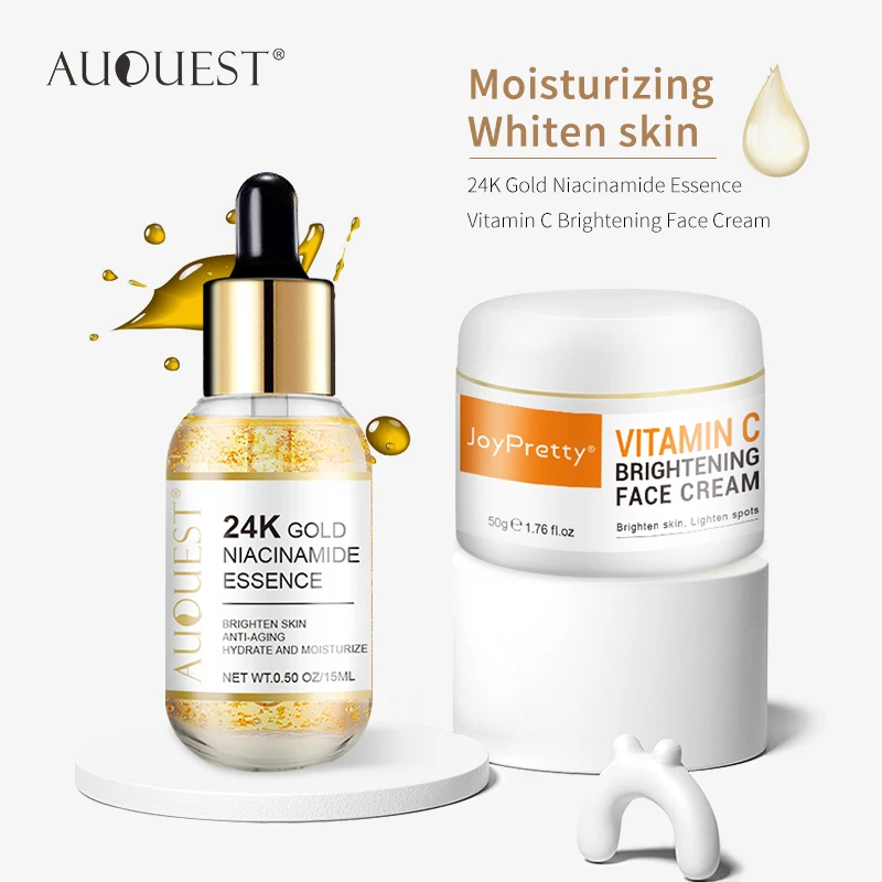 Vitamin C Cream and 24k Gold Serum Sets Whitening Remove Dark Spots Moisturizing Anti Aging Skin Care Set