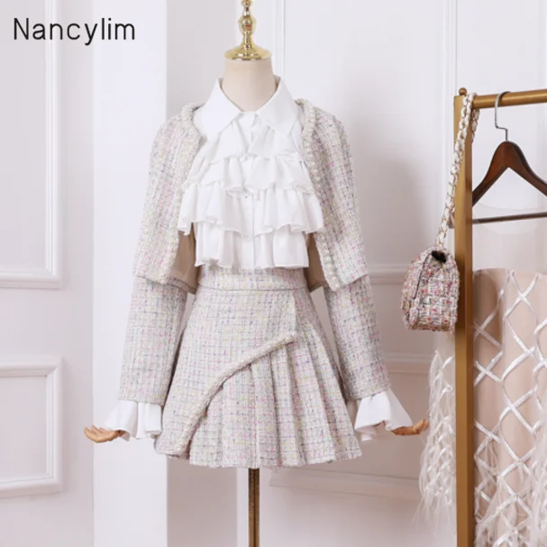 

Small Breeze Suit Women Autumn Outfit 3 Piece Sets 2019 New Small Fashion Temperament Slim Three-piece Suit Tweed Sets Lady