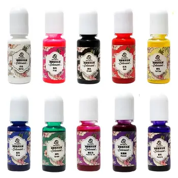

10Pcs 10ML Epoxy tie dye Resin Pigment UV Resin Coloring Dye Dye Pigment Resin DIY Handmade Crafts Equipment for Art 10 Colors