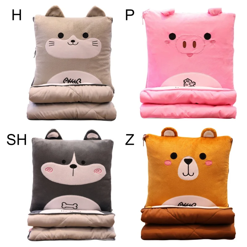 Многофункциональная подушка для стула, портативная Двойная подушка, мультяшная Подушка для офиса, дома, Подушка для сна, одеяло, мягкая теплая подушка с одеялом