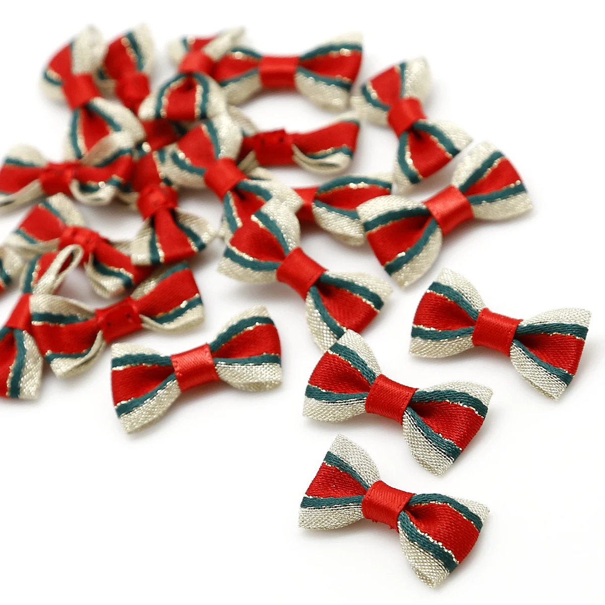20pcs Red/Green Satin Ribbon Bows For Sewing Christmas Bow Tie Decoration Handmade Party/Home/Garment/Hair Decoration 3x1.5cm craft supplies silk satin ribbons silk bow knot rosette