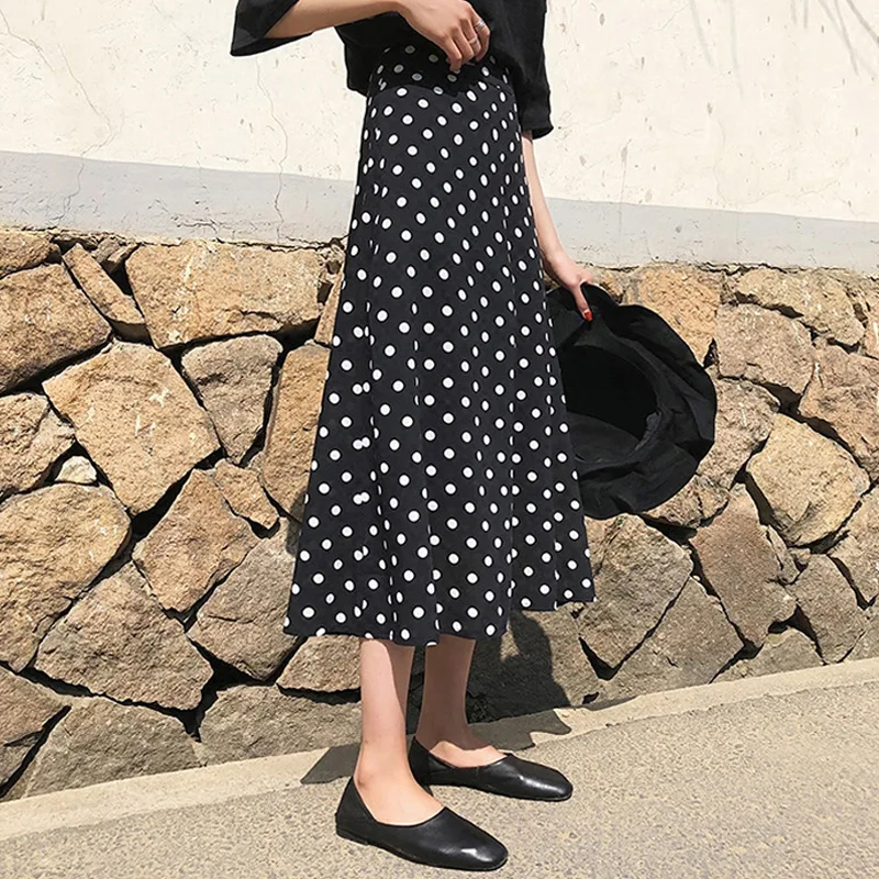 

Large Size Skirt Plus-sized Womenswear Mm Summer New Style High-waisted Slimming Mid-length Polka Dot Sheath Fishtail Skirt