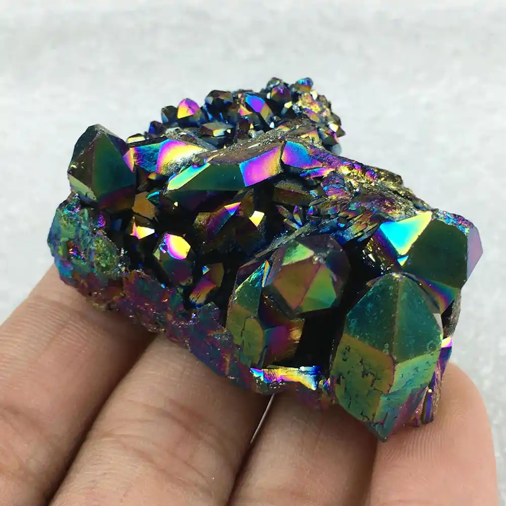 84.20 Cts. Natural Titanium Crystal Quartz Gems Pendants Beads Multicolor 40x7x5-45x7x5 mm Lot of 6 pcs