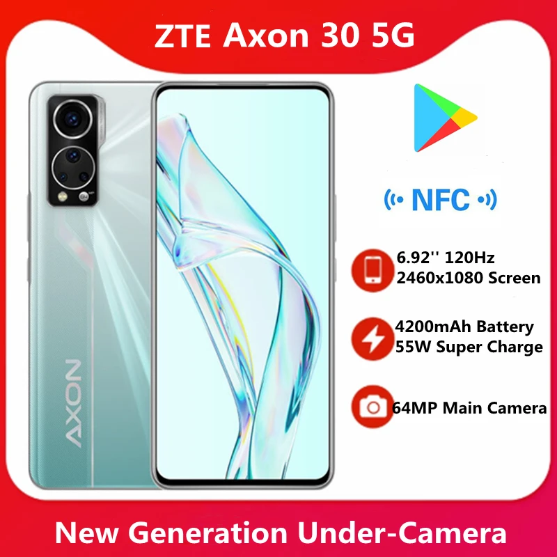 Фотокамера с дополнительным дисплеем ZTE Axon 30 Диагональ экрана 6 92 дюйма AMOLED экран