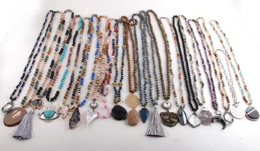 

MD Wholesale 20pc Brown Mix Color Necklace Fashion Boho Jewelry For Women Bohemian necklaces Gift