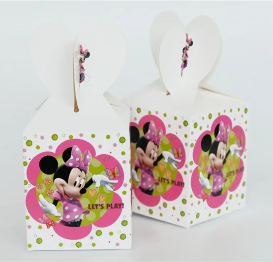 

6 pieces Princess/Superhero/Minnie/Mickey/Ladybug Candy Box Kids Birthday Gift Box Party Deco Supply