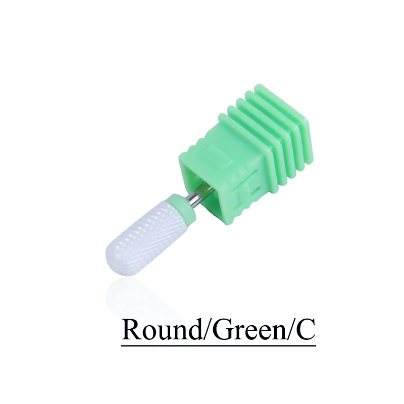 Round-C 1/10 шт. Pro Керамика алмазные фрезы для маникюра биты фреза, маникюр, машинка для маникюра, электрическая машина с аксессуарами для ногтей шлифовальный станок биты инструмент - Цвет: Round-C