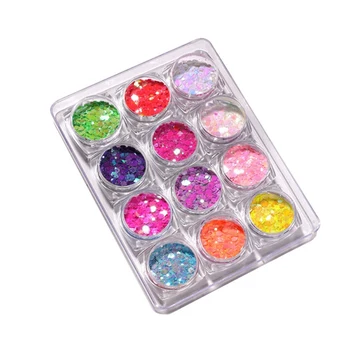 

12 Box/Set Nail Art Rhinestones Round Nail Glitter 3D Nail Art Decorations Ultrathin Sequins Flakes Sparkly DIY Tips Dazzling