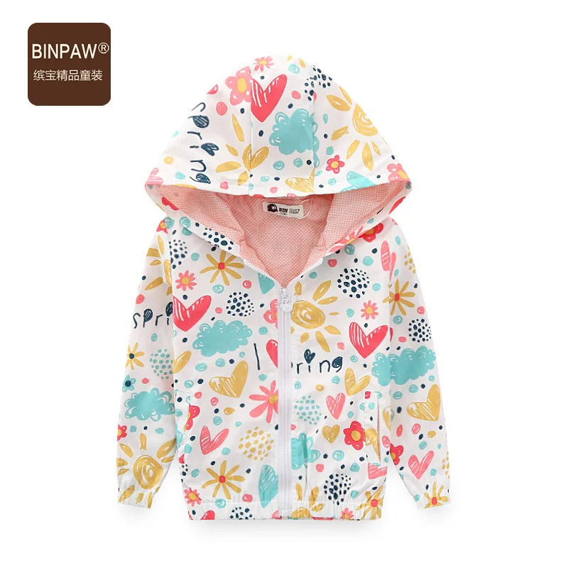 

2019 New Style Girls Autumn Clothing Long-sleeved Coat BINPAW Korean-style Fashion Cartoon Pattern Hooded Jacket