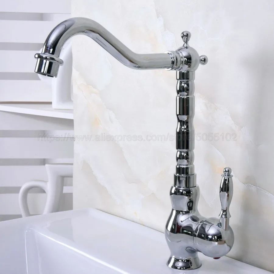 

Basin Faucets Polished Chrome Bathroom Sink Faucet Deck Mounted Hot and Cold Water Single Hole Mixer Taps znf933