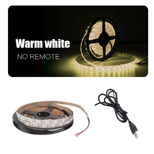 Warm white DC 5 В Светодиодная лента USB кабель питания гибкий светильник 50 см 1 м 2 м 3 м 4 м 5 м SMD 2835 мини 3Key Настольный Декор ТВ фоновый светильник ing - Испускаемый цвет: Warm white