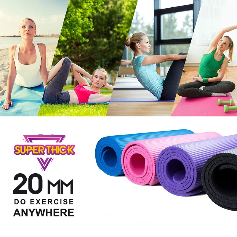 20MM Thick Yoga Mat Gym Workout Fitness Pilates Women Exercise Mat Non Slip UK 