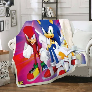 

3D Blanket Sofa Throw Blanket Cartoon Mario Blanket for Kids Car Travel Nap Blanket Sonic Blanket for Beds children