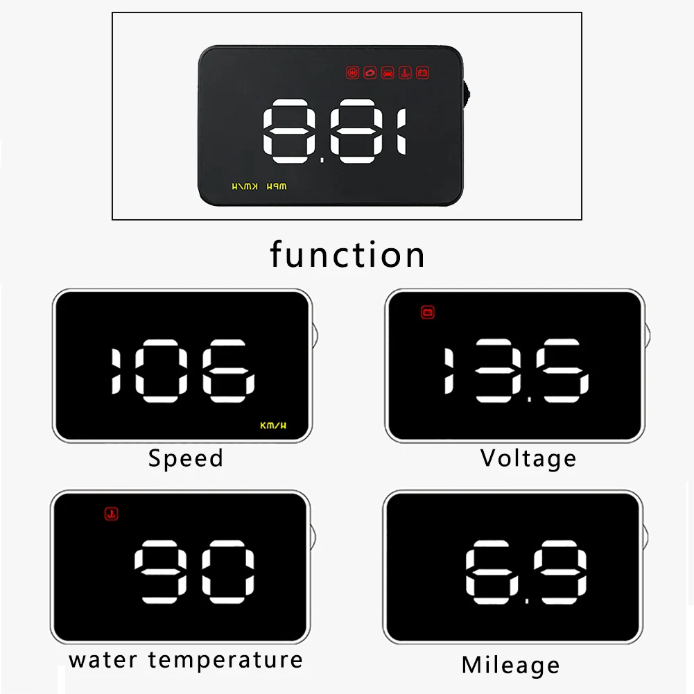 A100 Автомобильный спидометр HUD проектор OBD2 ABS электронный сигнал о превышении скорости многофункциональный Предупреждение Прозрачный Универсальный дисплей