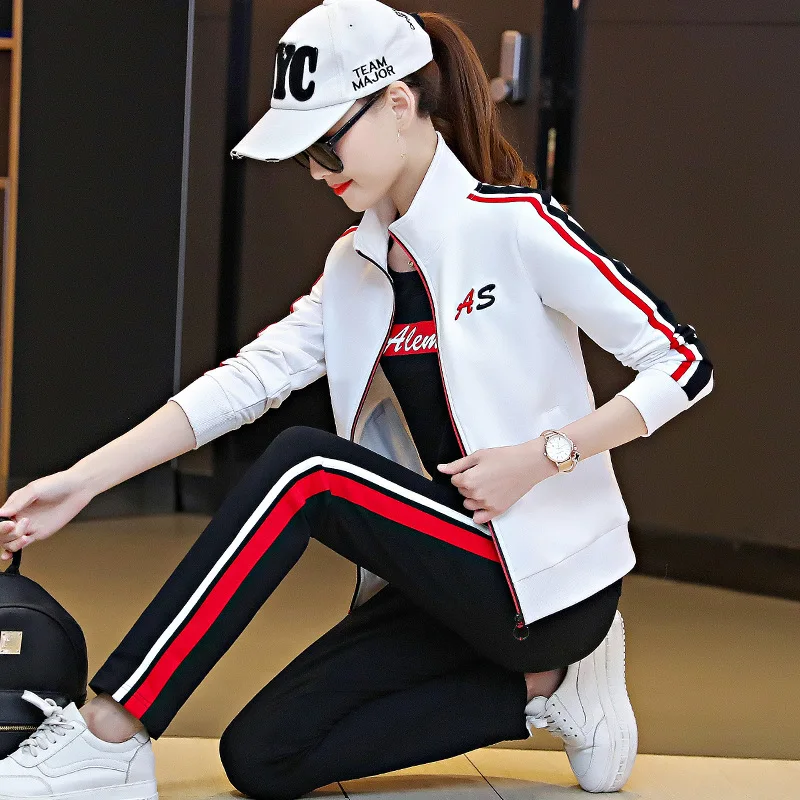 

996 # Sports WOMEN'S Suit Autumn 2019 New Style Loose-Fit Korean-style Fashion Large Size Casual Three-piece Set Middle-aged Jog