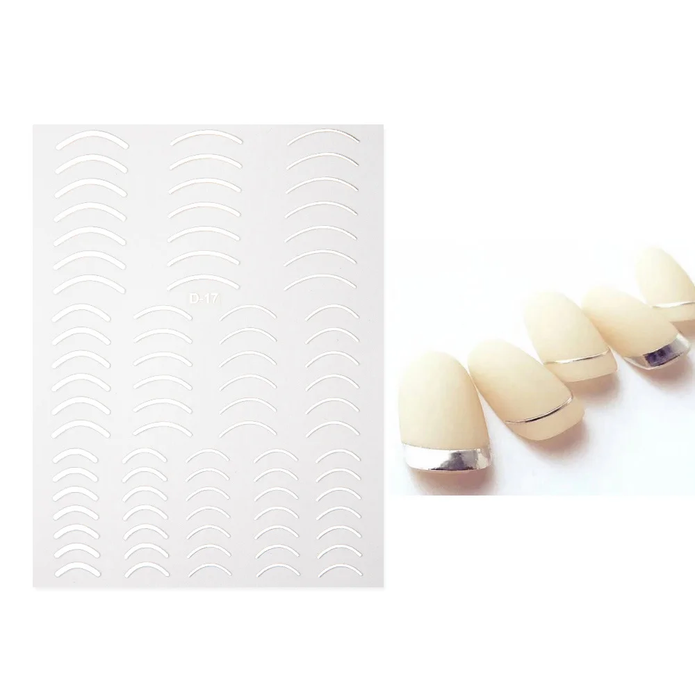1 шт./лист стикеры 3D на ногти Nail Art Наклейки металлик прямая изогнутая дизайн ногтей маникюр украшение для дизайна ногтей