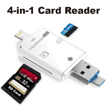 

4 in 1 Card Reader usb-C Micro USB MicroSD Type C Cardreader for Android ipad/iphone 7plus 6s5s MacBook OTG TF SD reader