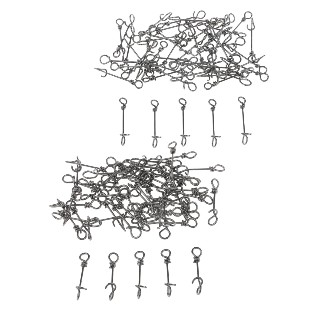 100pcs Quick Change Fishing Snaps Fishing Fastach Clip Terminal Tackle - Black
