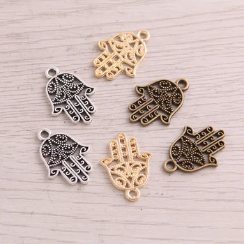 

60 pcs Charms hamsa palm protection 20x15mm Antique Making pendant DIY Handmade Jewelry