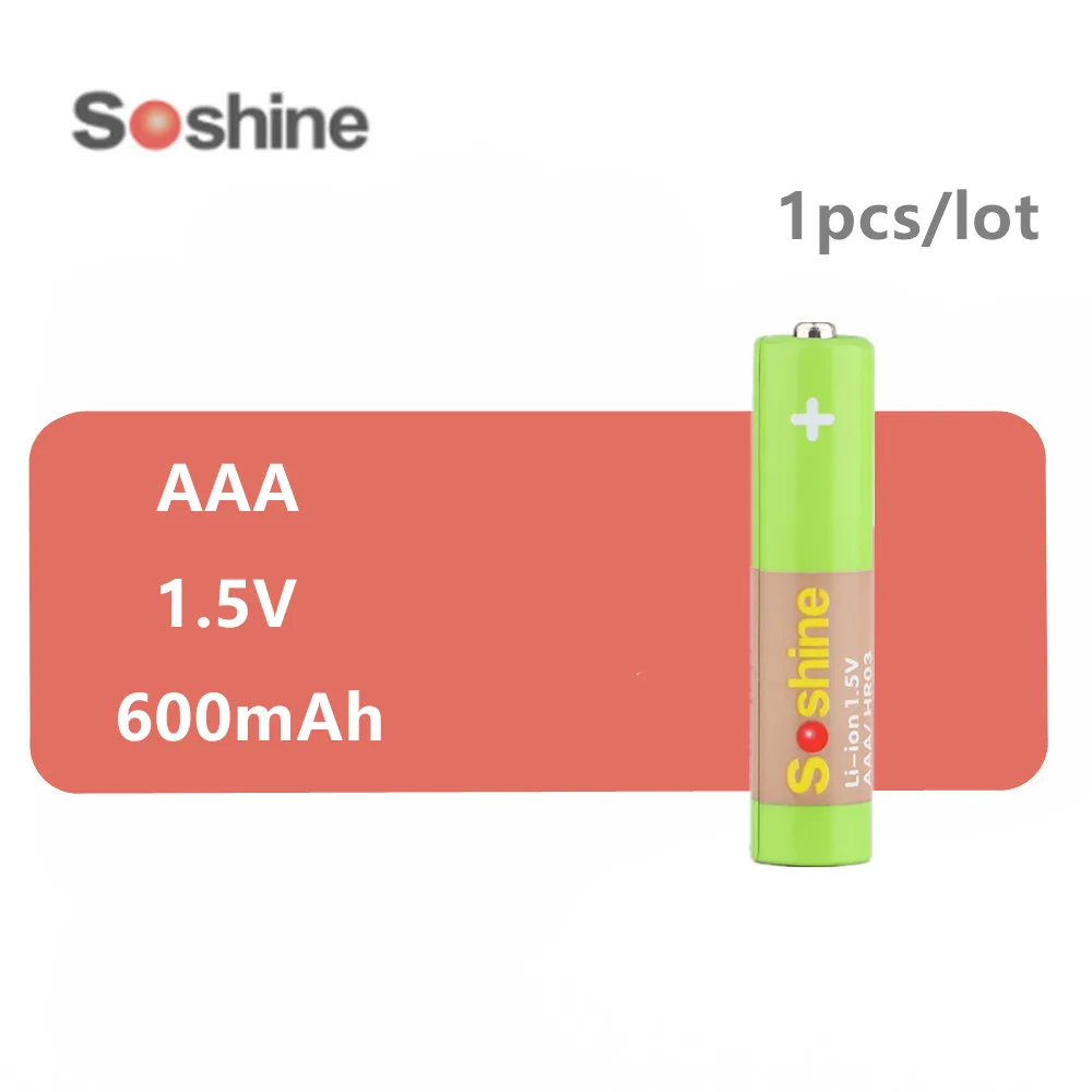 1 шт. перезаряжаемая литий-ионная батарея Soshine AAA/HR03 5 в 600 мАч | Электроника