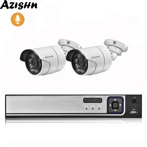 AZISHN 8CH POE NVR комплект системы видеонаблюдения распознавание лица H.265 5MP аудио запись всепогодный IP камера безопасности набор для наблюдения - Цвет: 8CH NVR and 2 Camera