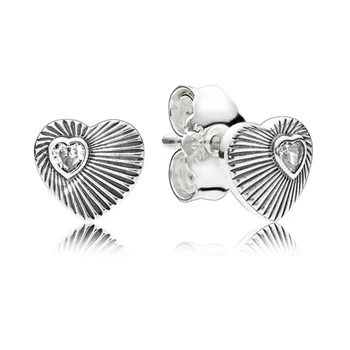 

Baofu 925 Sterling Silver Stud Ear Studs Shining Retro Heart Shaped Fan European Aboriginal Stud Earrings Lady Gift High Jewe