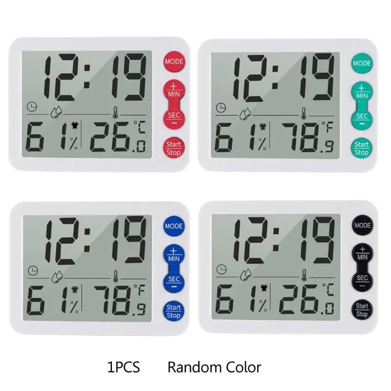 

Multifunction Indoor Digital Thermometer Hygrometer Alarm Clock Indoor Temperature Humidity Meter Electronic Countdown Timer Lar
