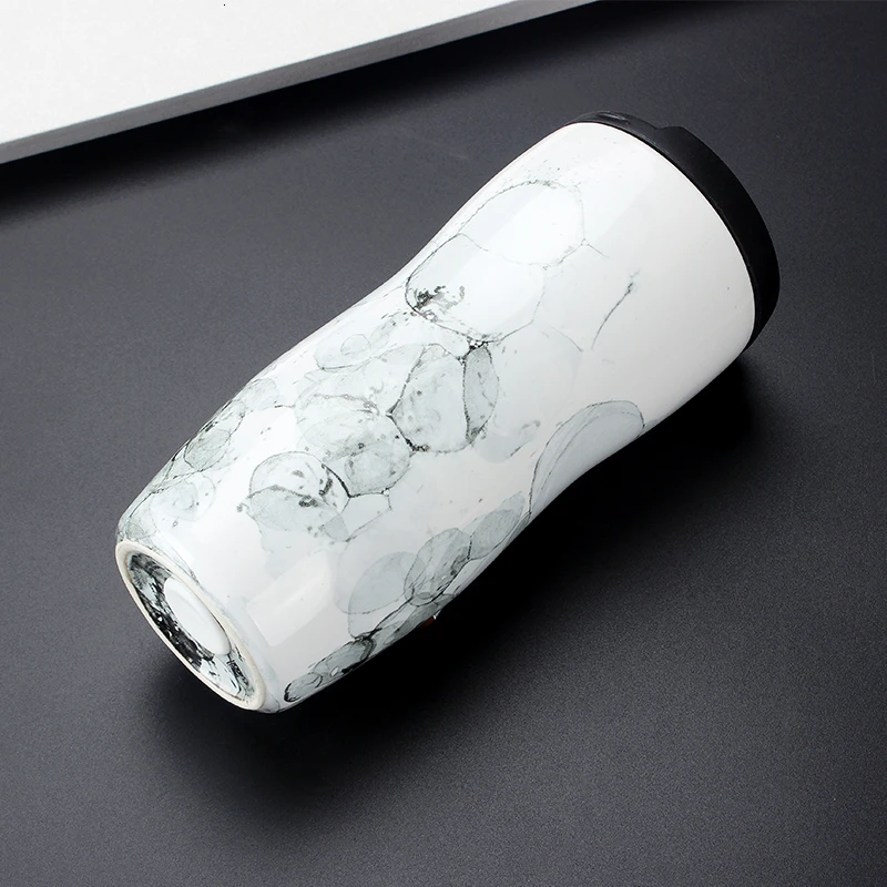 Керамическая двухслойная кофейная чашка большой емкости Женская Студенческая Корейская версия свежей литературной портативной чашки для воды