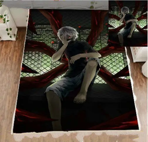 Одеяло kaneki ken из мягкого флиса 59x7" японское аниме