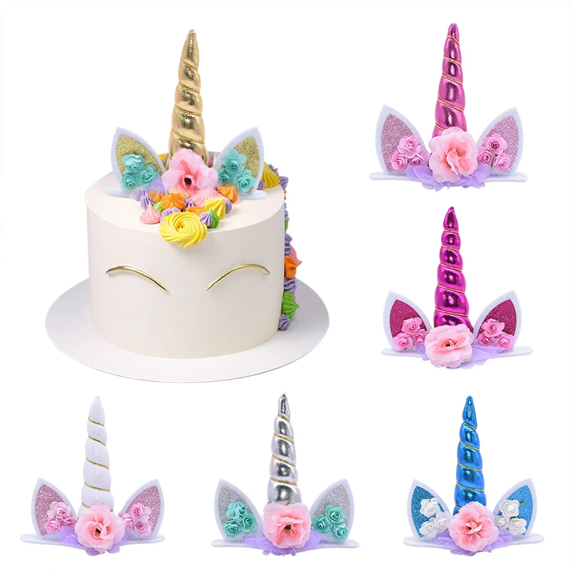 1Pc Unicorn Birthday Cake Topper Decor Cartoon Toppers Party Decoration Kids Cupcake Wrappers | Дом и сад