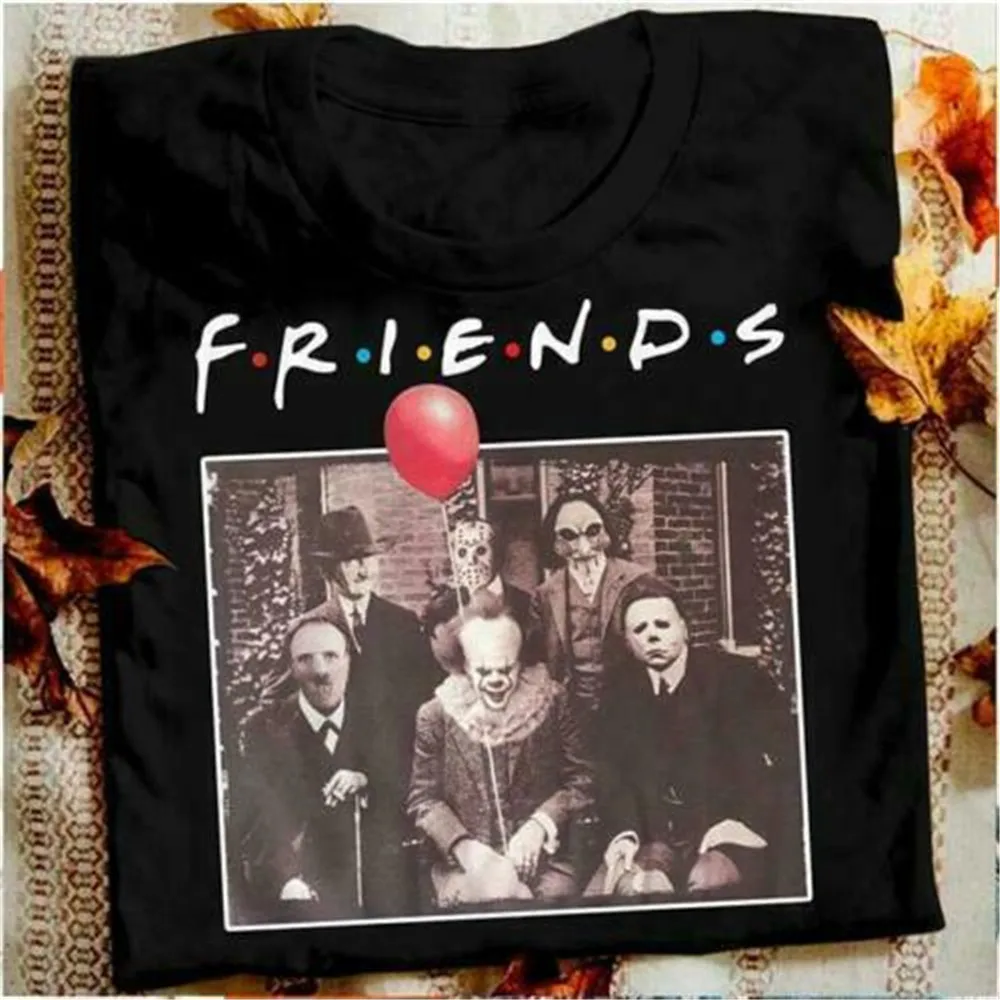 

Horror Friends Pennywise Michael Myers Jason Voorhees Halloween Men Short sleeve T-Shirt Cotton matching Casual T-shirt