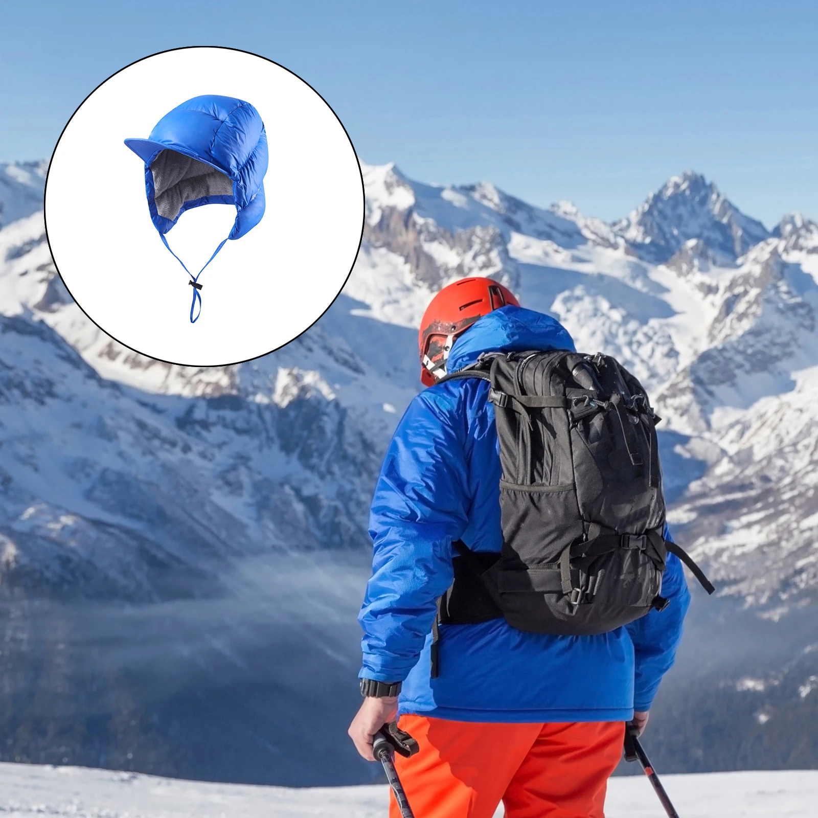 Windproof duck down peaked caps ski earflap hats warm ultralight for cycling camping men women cold weather