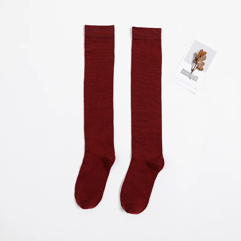 Харадзюку, Ретро стиль, женские хлопковые длинные носки на осень и зиму, повседневные толстые теплые носки, подарок для девушек, белые, черные, желтые, серые, красные, для школьниц - Цвет: red socks