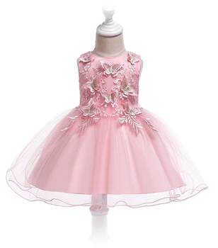 

D0094 Tutu Embroidery Princess Baby Girl Dress 2020 Spring Party Wedding Easter Day Kid Dress For Girl Wholesale Child Clothes