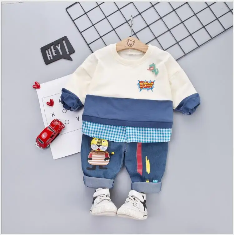 

2019 Autumn New Baby Infant Clothing Suits Toddler Boys Girls Clothes Sets Cartoon Shirt Jeans Kids Children Costume
