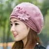 New Arrival Elegant Women Knitted Hats Rabbit Fur Cap Autumn Winter Hat Ladies Female Fashion Skullies Beret Hat 2