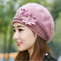 New Arrival Elegant Women Knitted Hats Rabbit Fur Cap Autumn Winter Hat Ladies Female Fashion Skullies Beret Hat 2