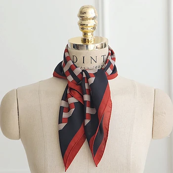 

Luna&Dolphin Custom Made Spring Women Square Scarf 70x70cm Office Lady Small Plaid Chiffon Silk Bandana Scarf Hijab Neck Scarf