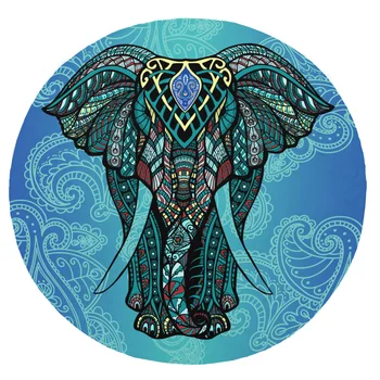 

Super Soft Plush Flannel Blanket Elephant Pattern Paisley Blankets Round Throw Blanket for Beds