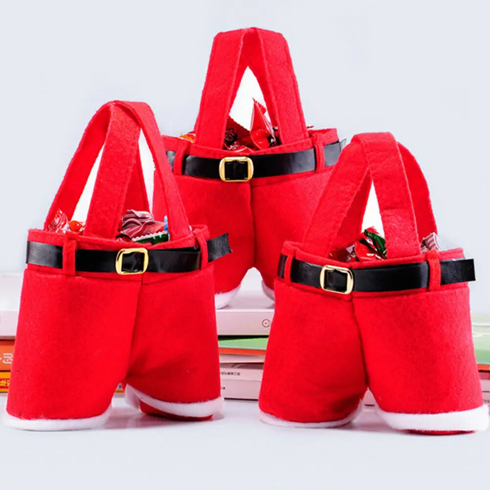 Christmas Kid Gift Candy Bag Present Storage Handbag Wine Bottle Stocking Filler Xmas Decor Santa Claus Suspender Pants Trousers
