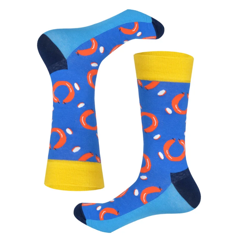 LIONZONE бренд Осенние новые зимние носки мужские модные носки в стиле хип-хоп 28 цветов цветные хлопковые носки с изображением животных и цветов - Цвет: Yellow Sausage